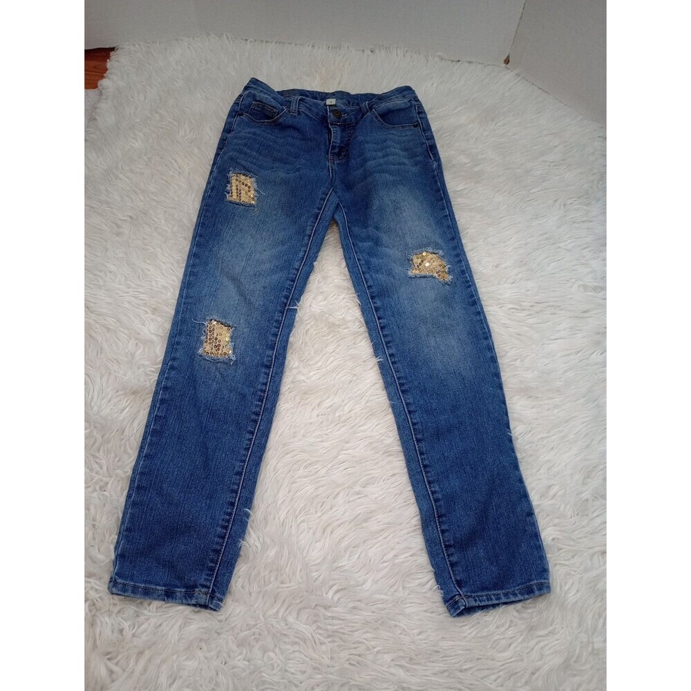 Cherokee Girls Skinny Jeans Size 12 Teal Stretch
